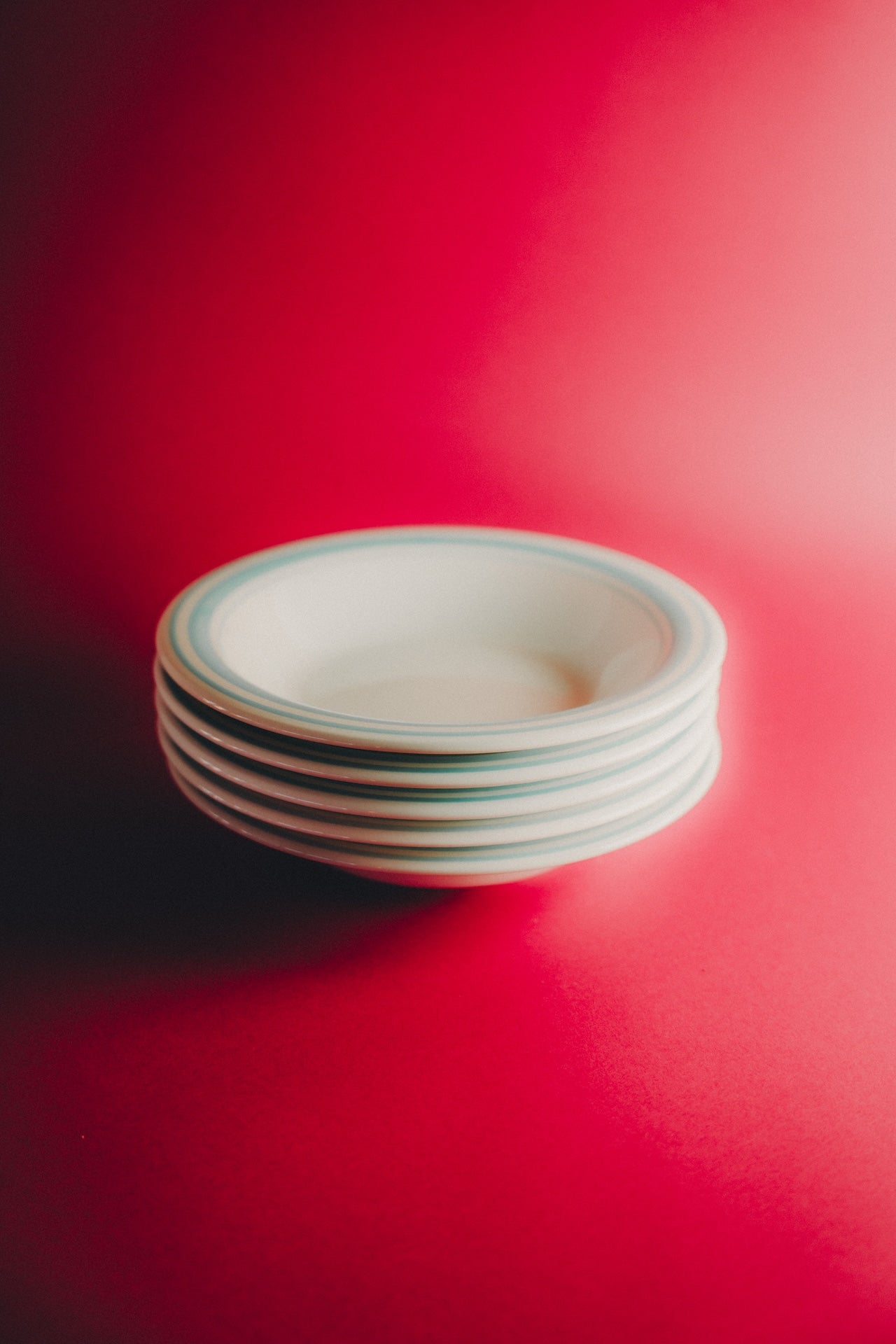 deep pasta plates with blue rim