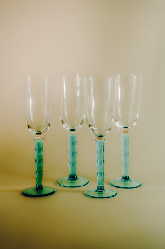 four blue flutes