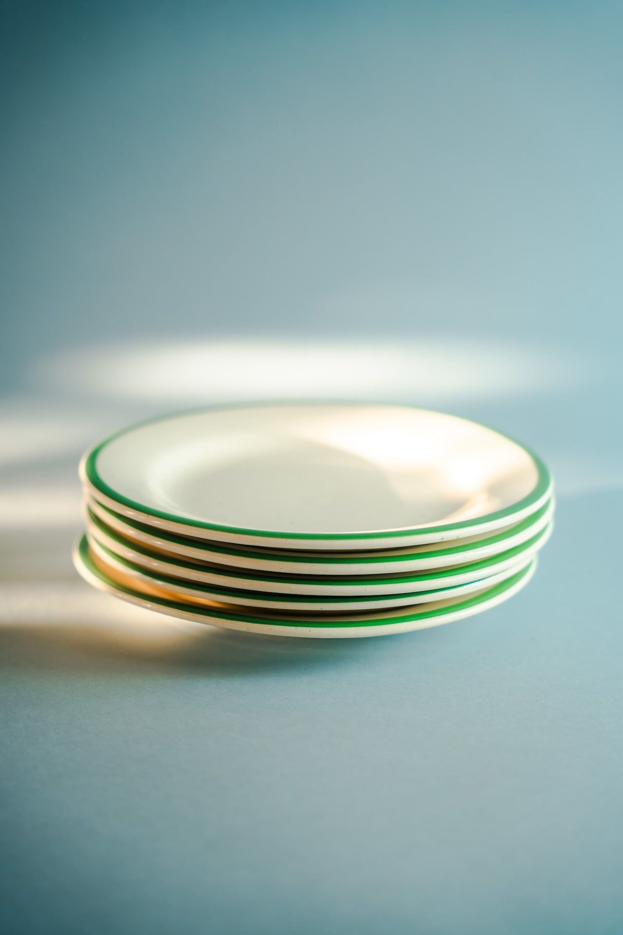 five white plates