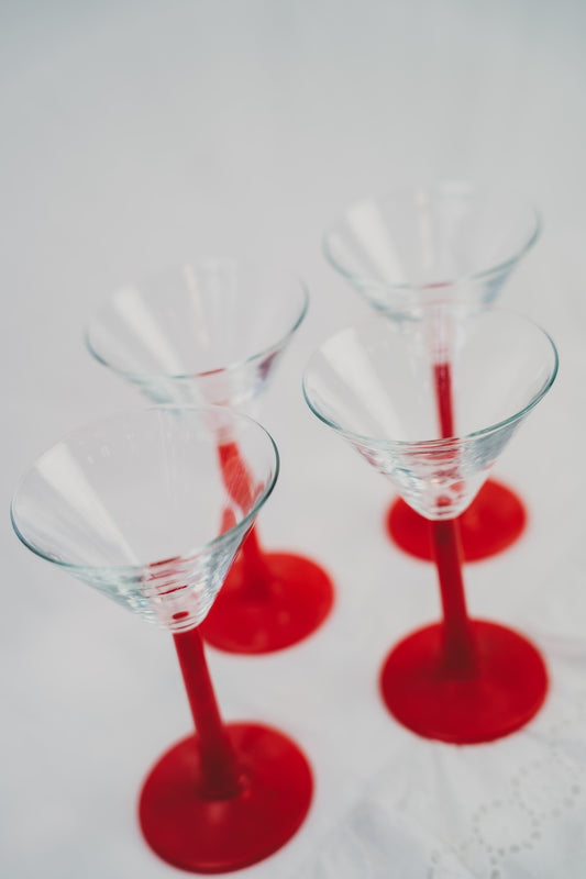 four martini glasses