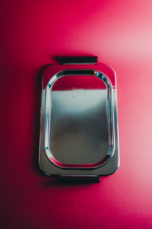 serving tray with black handles