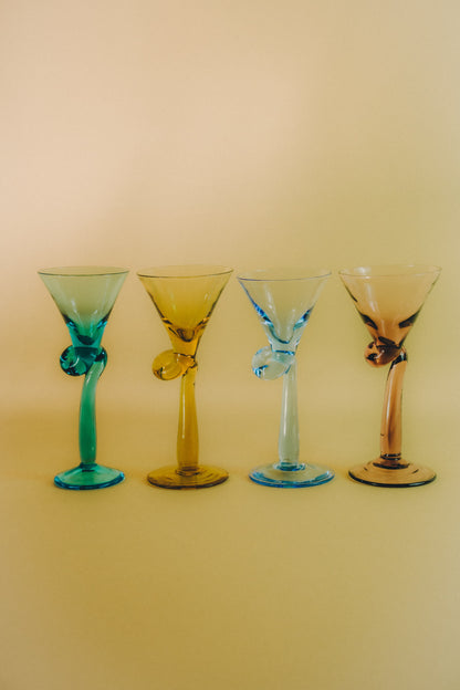 twisted liqueur glasses