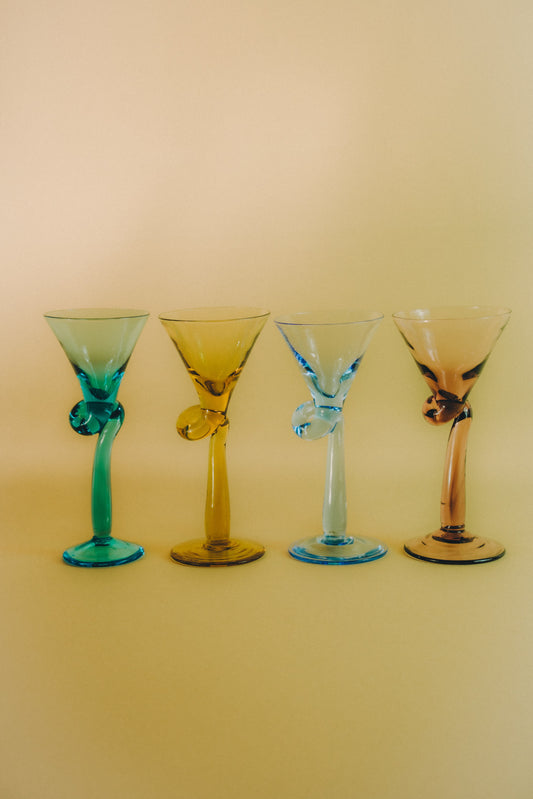 twisted liqueur glasses