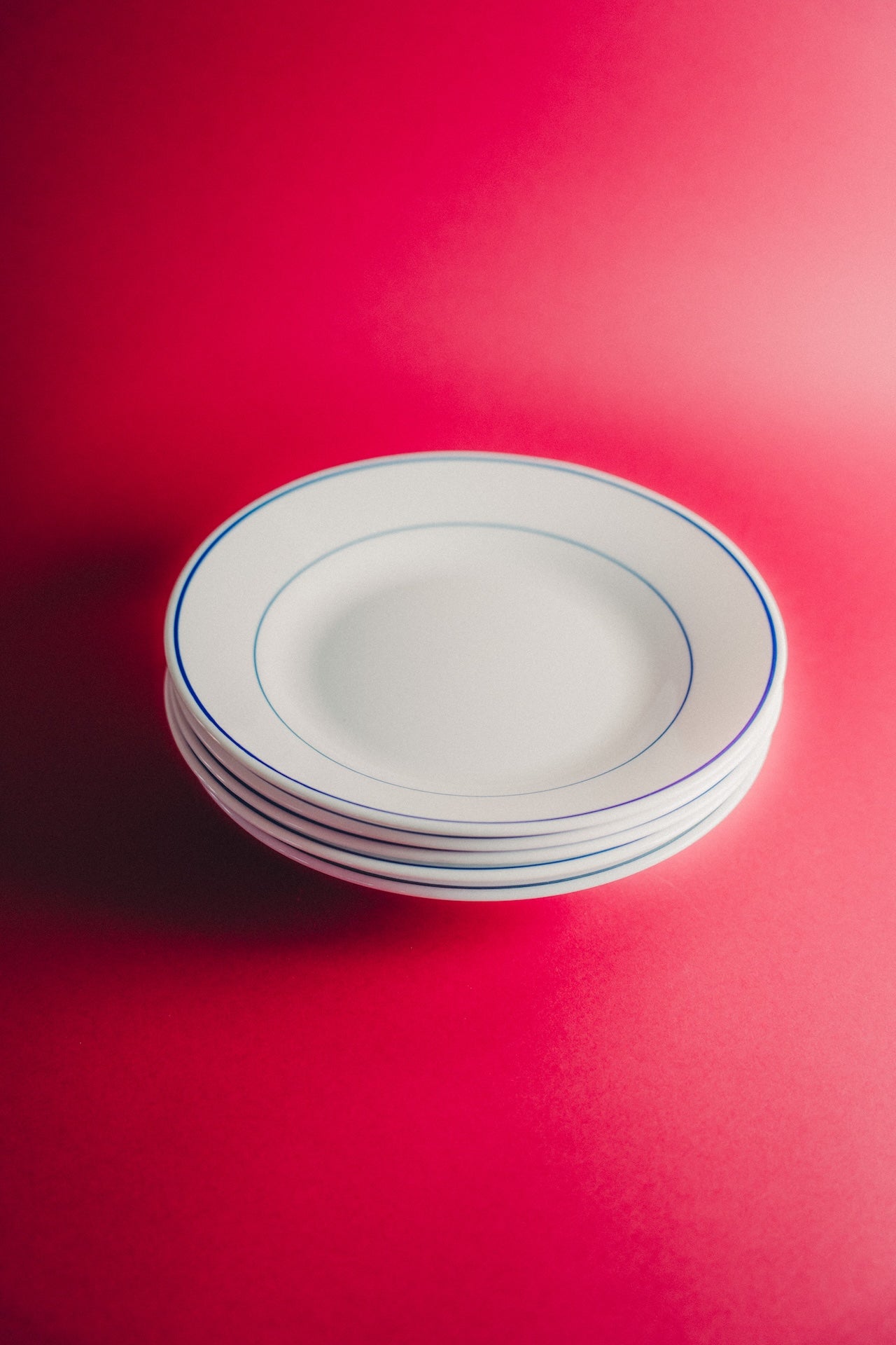 five white plates